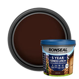 Ronseal 5 Year Fence Life+ Dark oak Matt Exterior Shed & fence Protector Wood paint, 5L