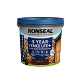 Ronseal 5 Year Fence Life+ Dark oak Matt Exterior Shed & fence Protector Wood paint, 5L uk