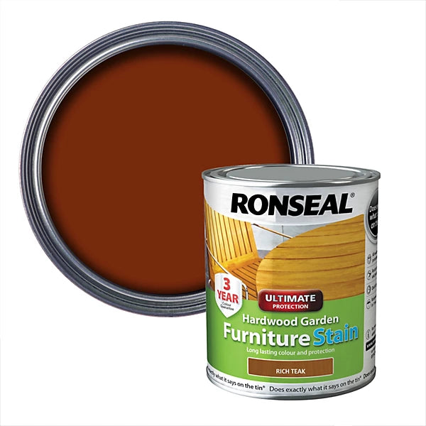 Ronseal Hardwood Rich teak Furniture Wood stain, 750ml uk