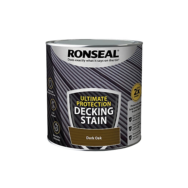 Ronseal Ultimate protection Dark oak Matt Decking Wood stain, 2.5L uk