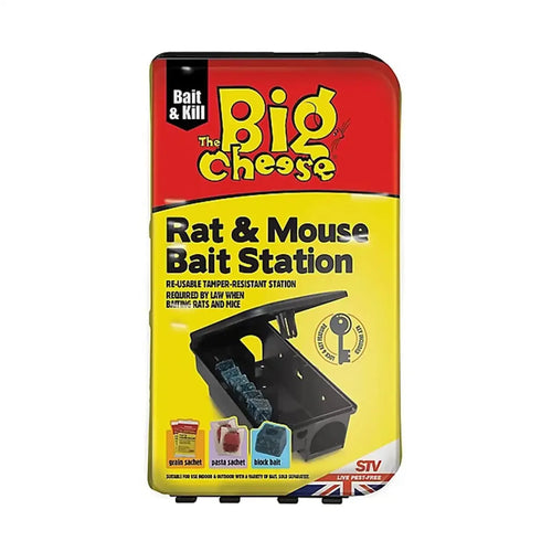 The Big Cheese rat and mouse bait station packaging for pest control from FitfitGarden.