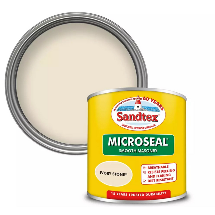 SANDTEX MICROSEAL SMOOTH MASONRY IVORY STONE 150ML
