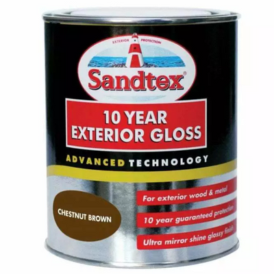 Sandtex Chestnut Brown 10 Year Exterior Gloss Wood & Metal Paint 750Ml