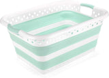 Addis Foldable Laundry Basket, White & Aqua, 45L - FitfitGarden