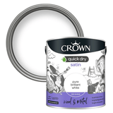 Crown Quick Dry Satin Paint - Brilliant White 2.5L - FitfitGarden