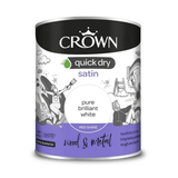 Crown Quick Dry Satin White Paint 750ml - FitfitGarden