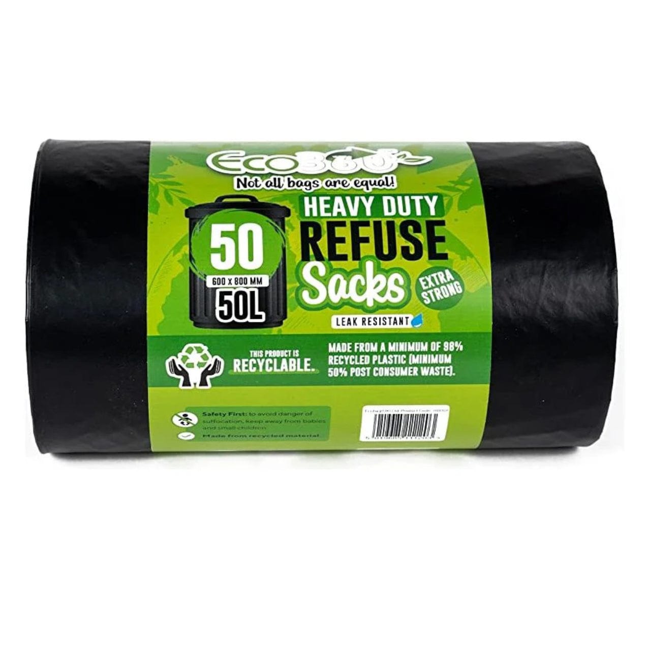 Ecobag® Heavy Duty Refuse Sacks - Black 50 x 100L - FitfitGarden