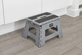 Folding Step Stool, Metallic Grey - FitfitGarden