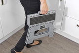 Folding Step Stool, Metallic Grey - FitfitGarden