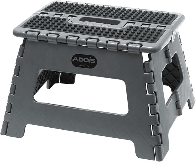 Folding Step Stool, Metallic Grey - FitfitGarden