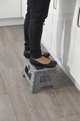 Folding Step Stool, Metallic Grey - FitfitGarden