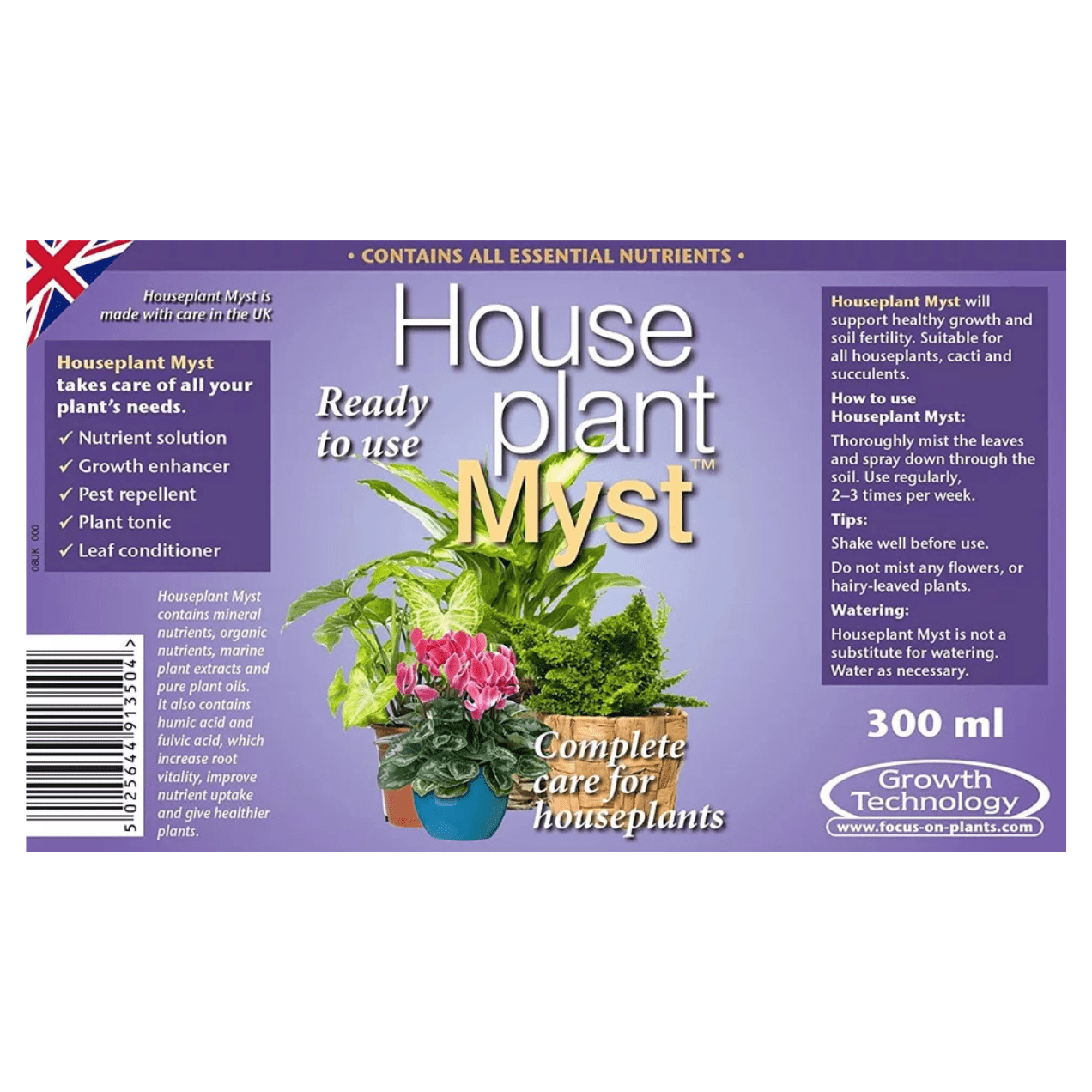 Growth Technology Houseplant Myst Spray Plant Food 300ML
