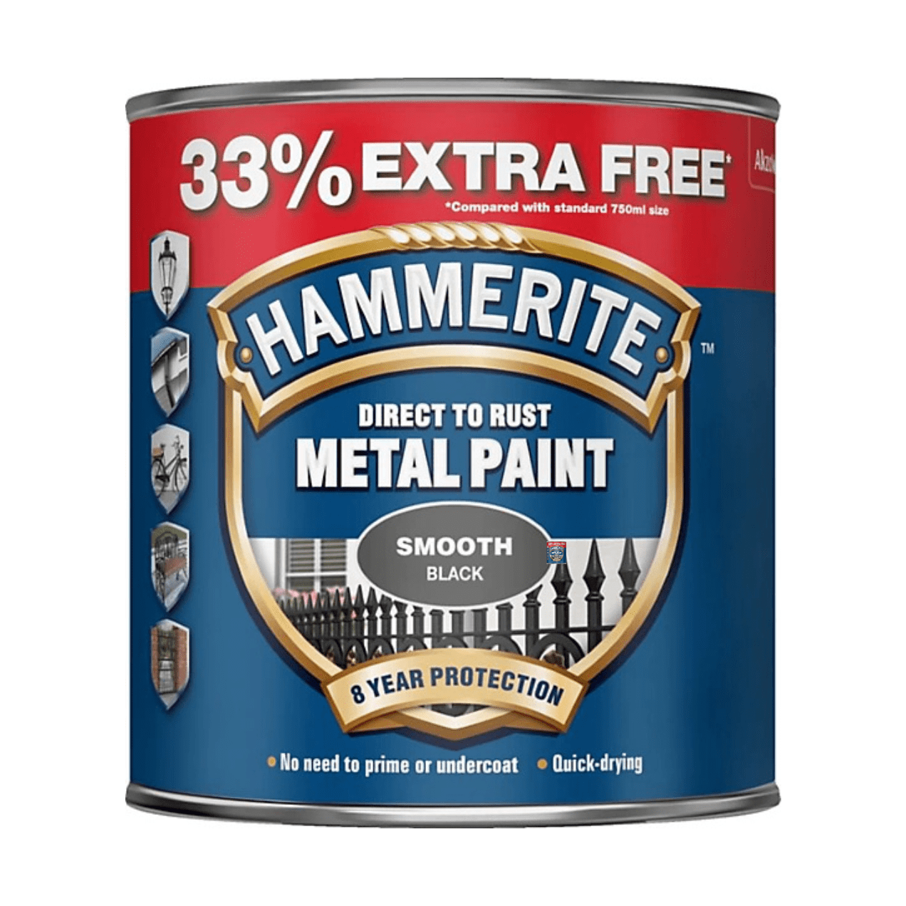 Hammerite Black Metal Paint 1L – Smooth - FitfitGarden