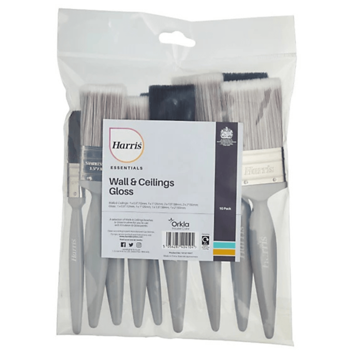 Harris Pack Of 10 Essentials Wall Ceiling & Gloss Paint Brushes - FitfitGarden