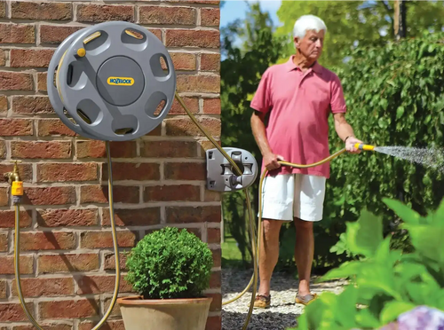 hozelock 25m hose reel set for garden watering