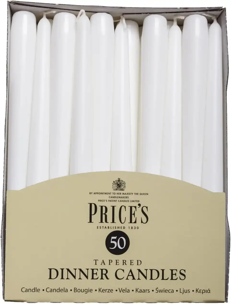 Prices Tapered Dinner Candles-50 units