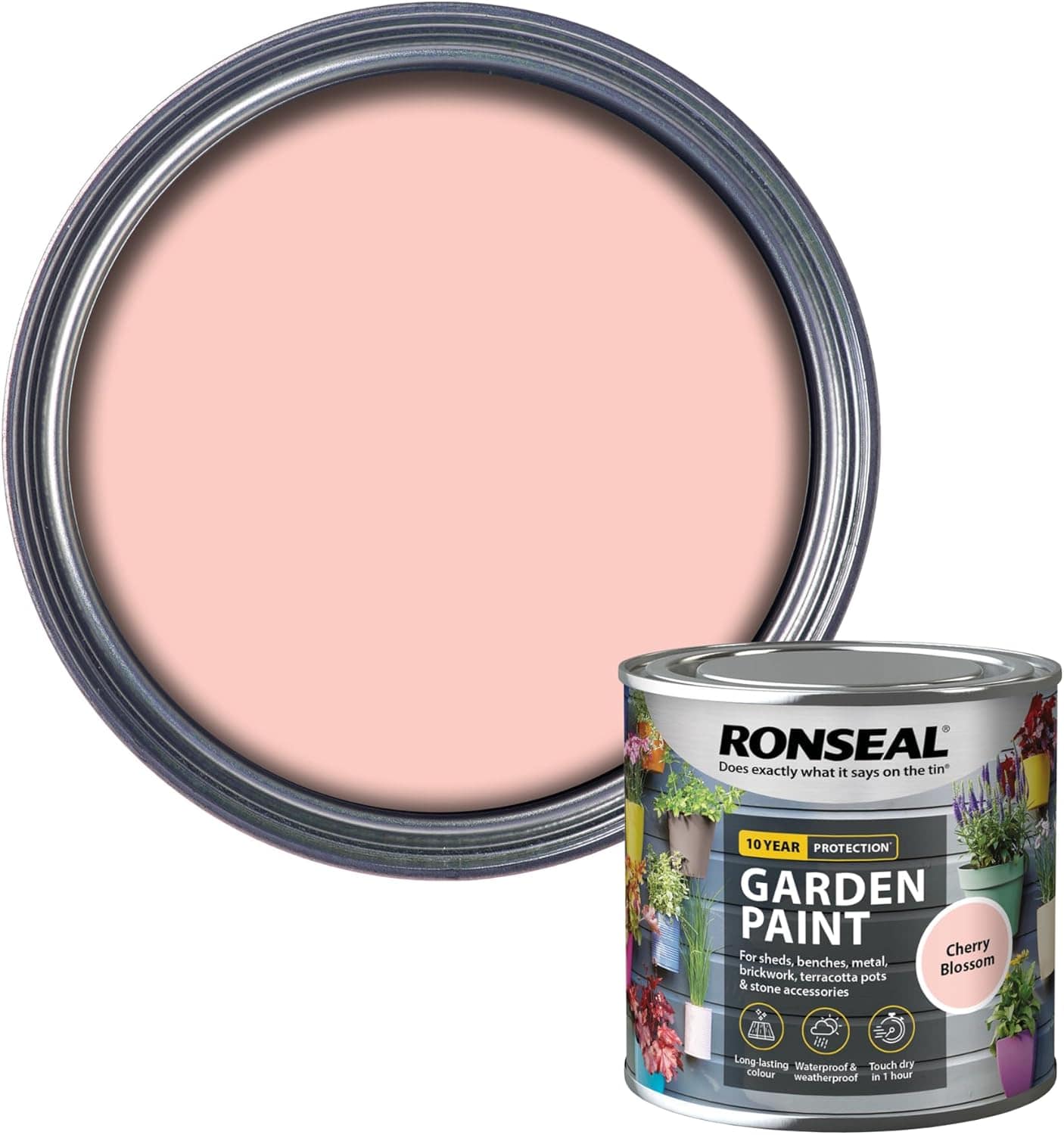 Ronseal Garden Paint, Cherry Blossom, 250ml - FitfitGarden