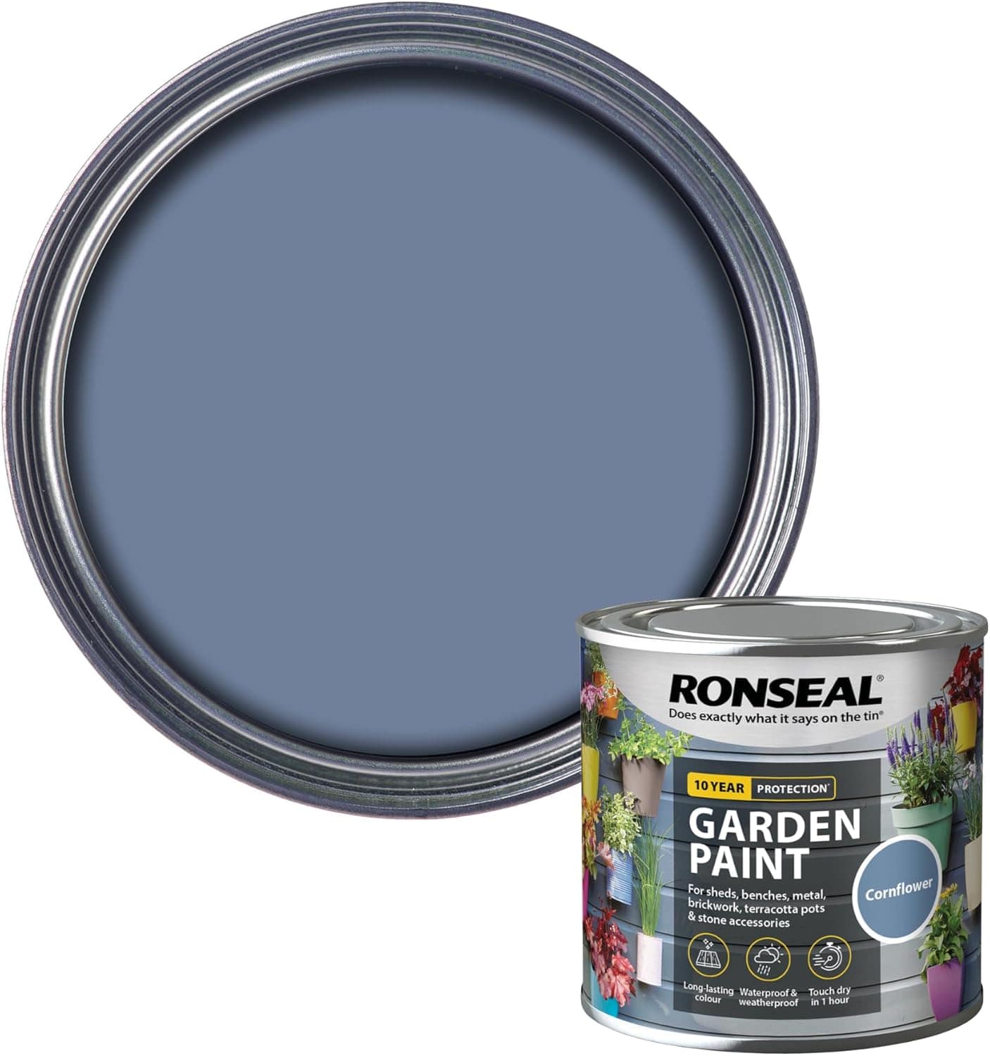 Ronseal Garden Paint, Cornflower, 250ml - FitfitGarden