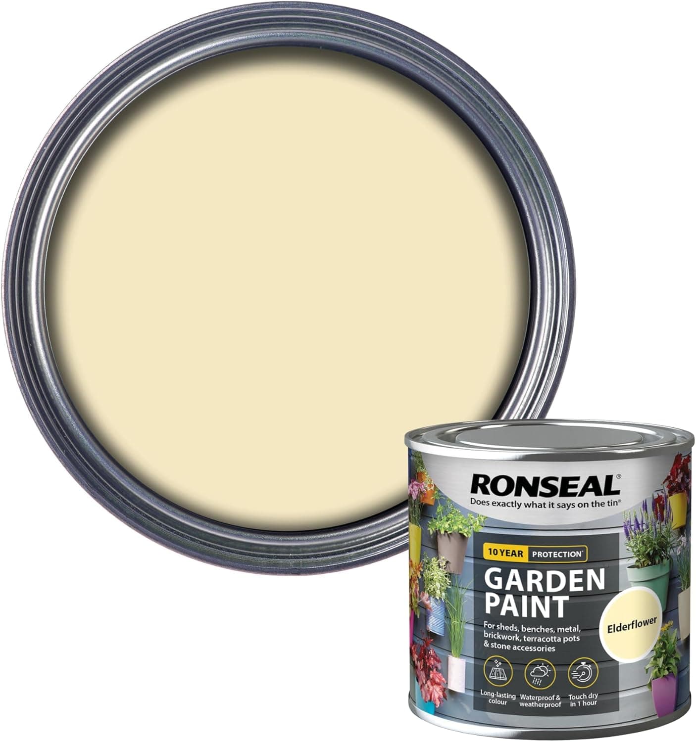 Ronseal Garden Paint, Elderflower, 250ml - FitfitGarden