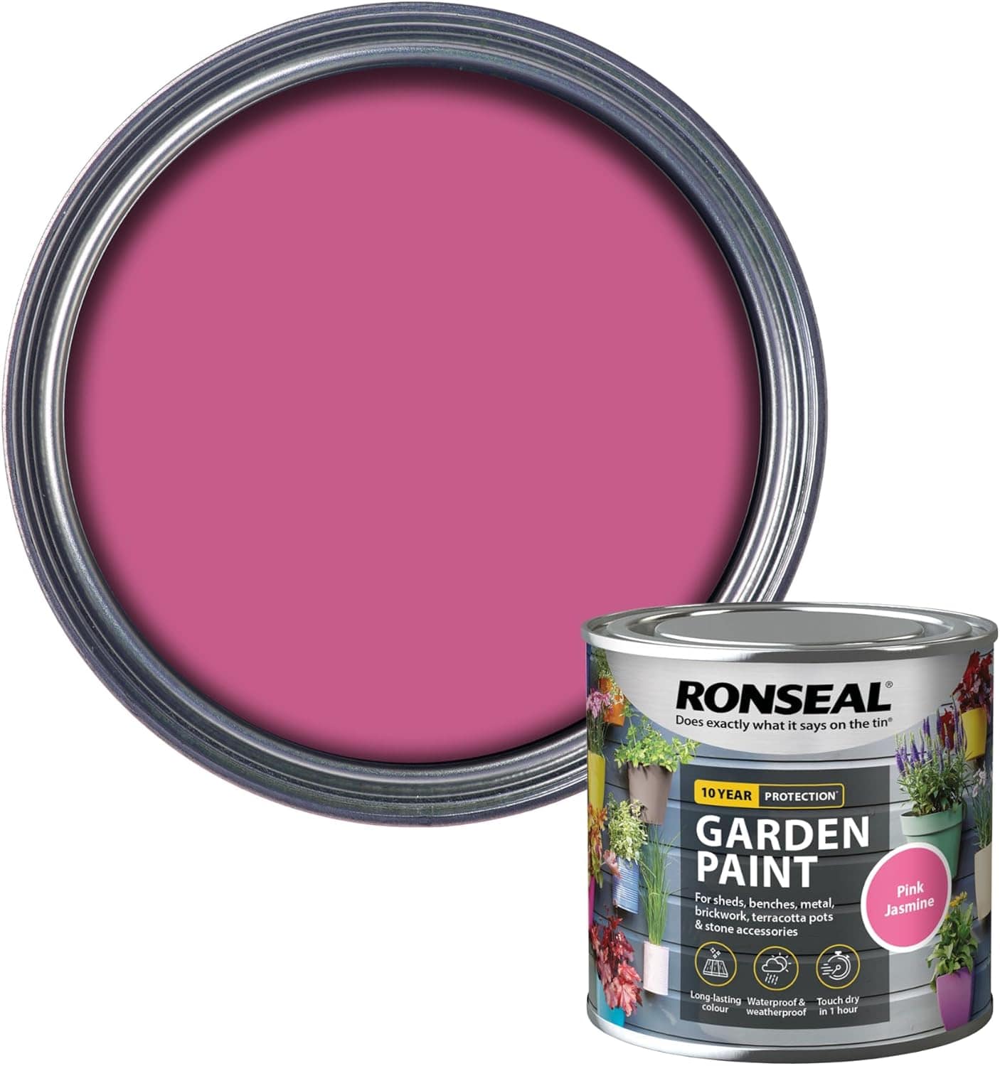 Ronseal Garden Paint, Pink Jasmine, 250ml - FitfitGarden