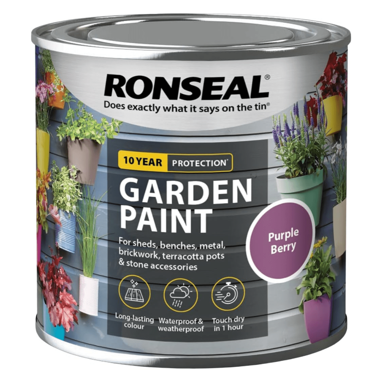 Ronseal Garden Paint, Purple Berry, 250ml - FitfitGarden