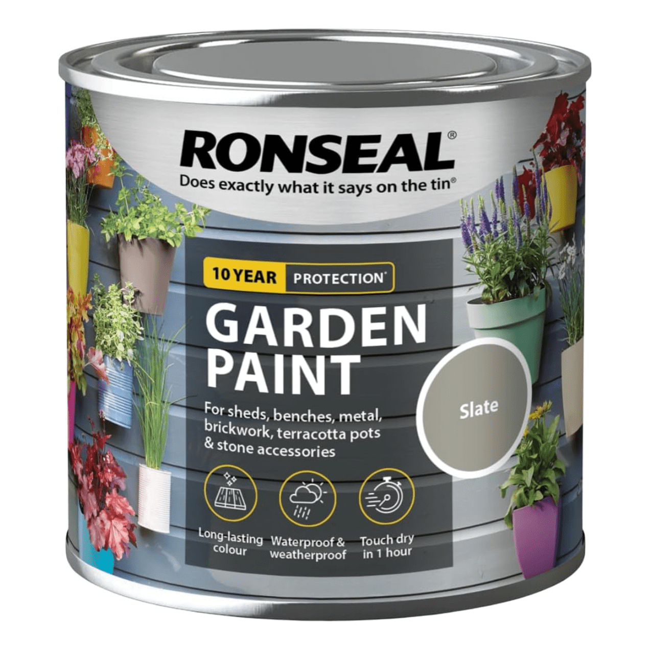 Ronseal Garden Paint, Slate, 250ml - FitfitGarden