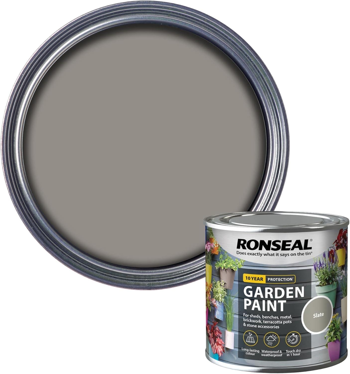 Ronseal Garden Paint, Slate, 250ml - FitfitGarden