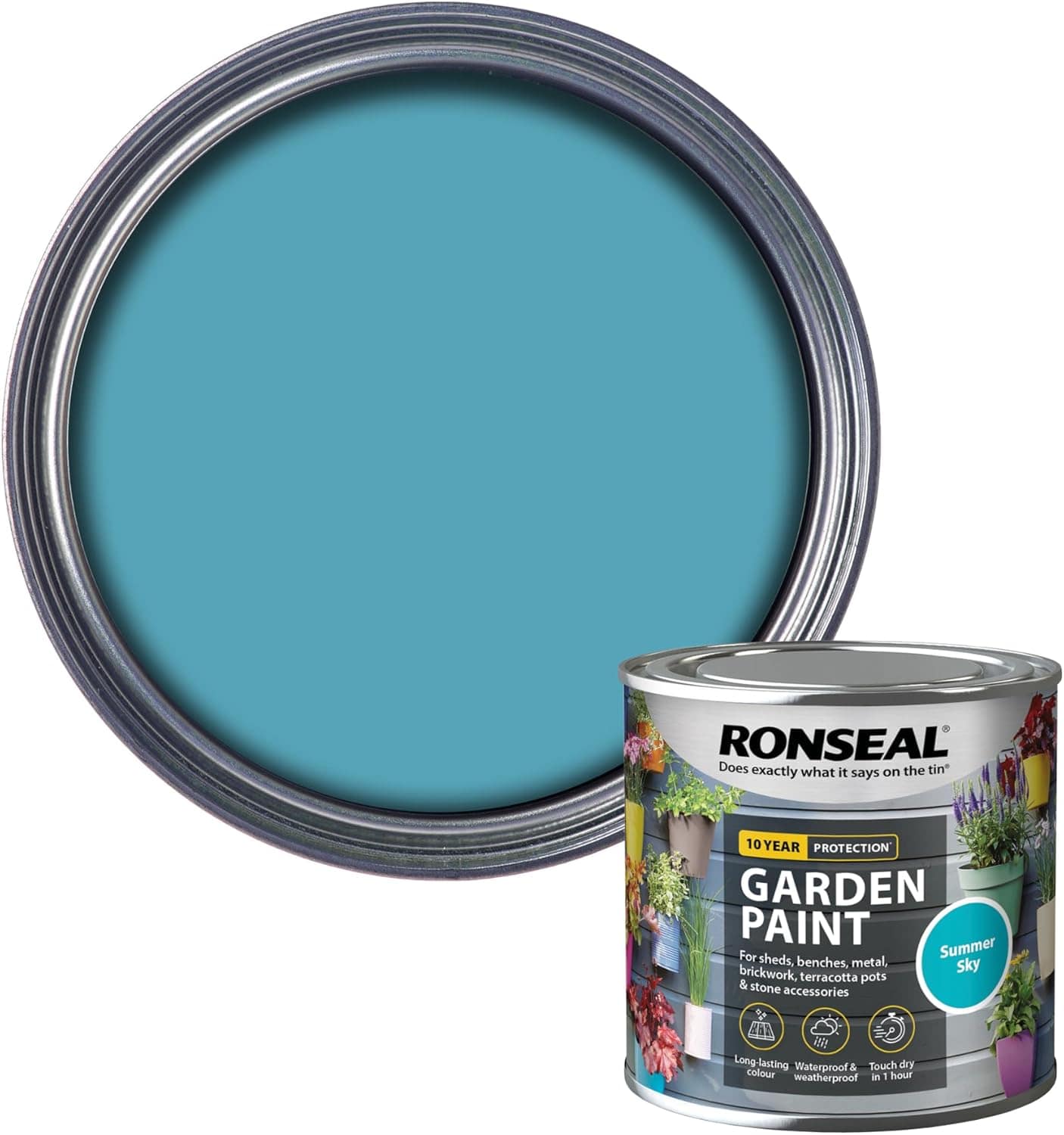 Ronseal Garden Paint, Summer Sky, 250ml - FitfitGarden