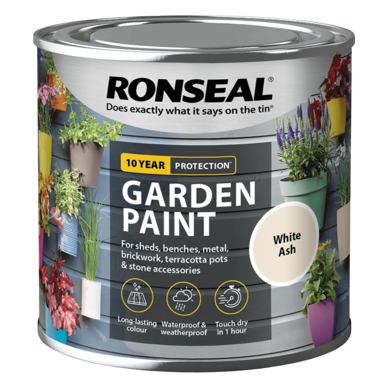 Ronseal Garden Paint, White Ash, 250ml - FitfitGarden