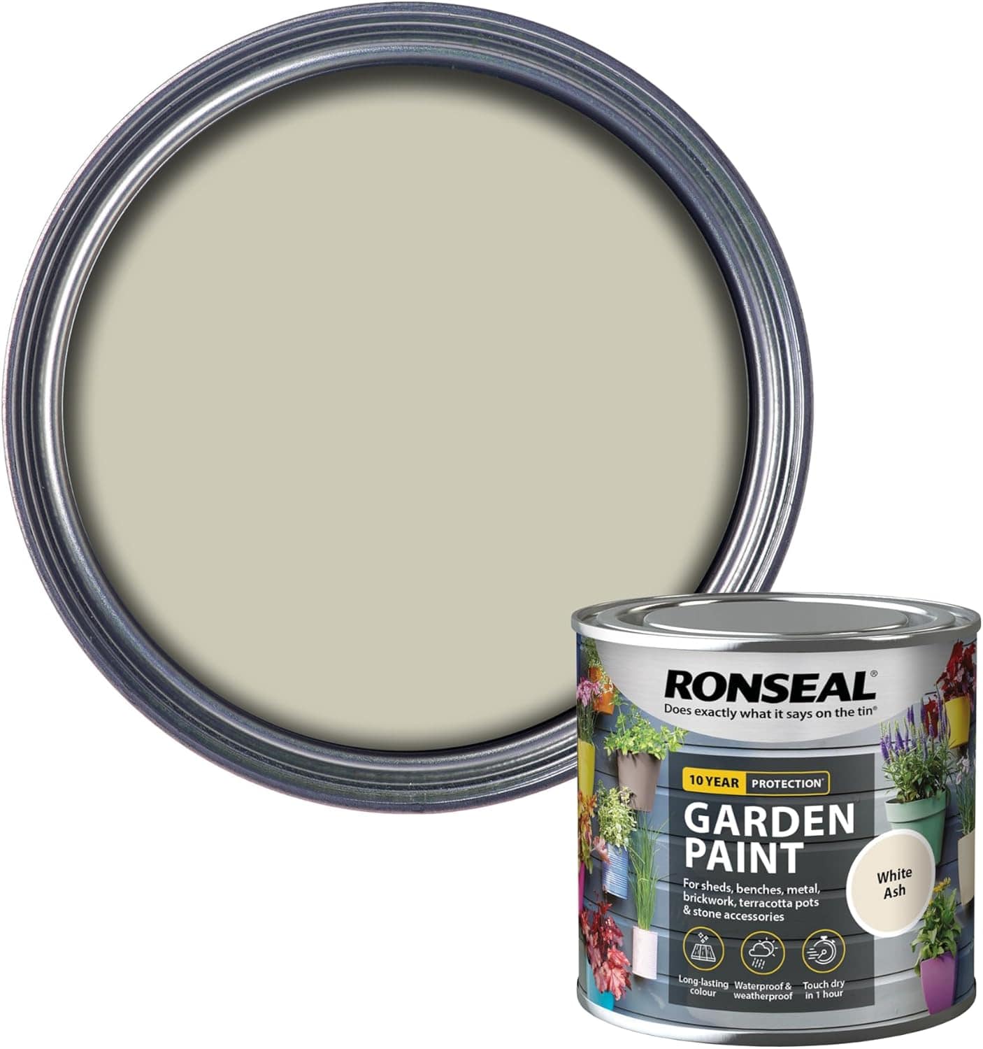 Ronseal Garden Paint, White Ash, 250ml - FitfitGarden