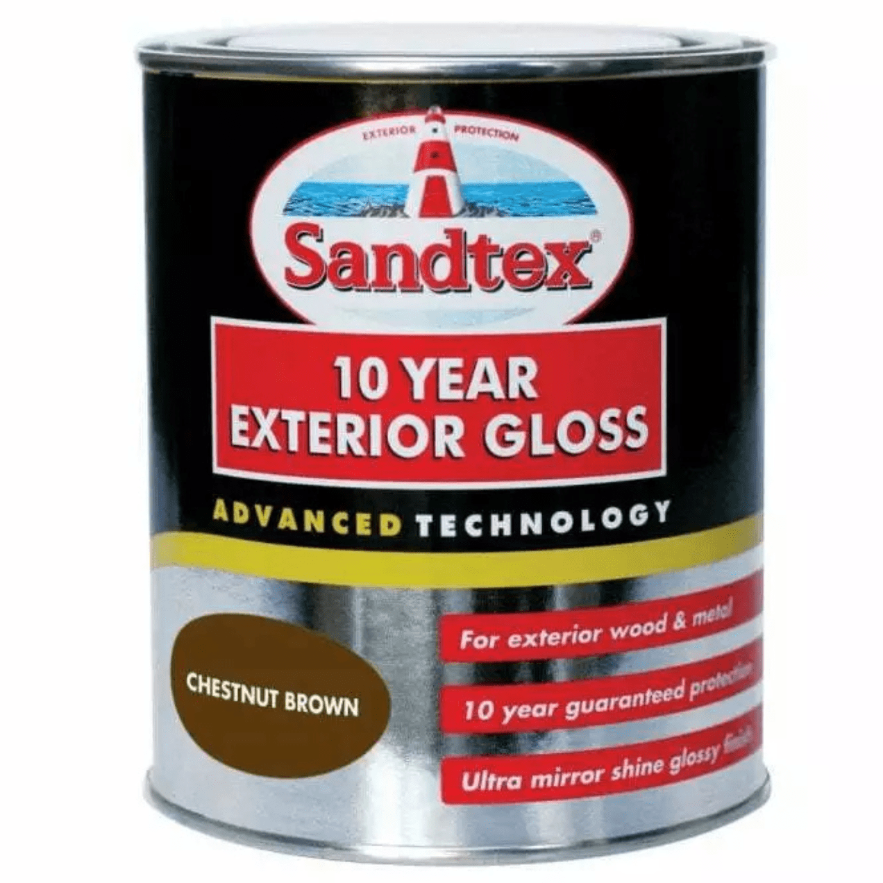 Sandtex Chestnut Brown 10 Year Exterior Gloss Wood & Metal Paint 750Ml - FitfitGarden